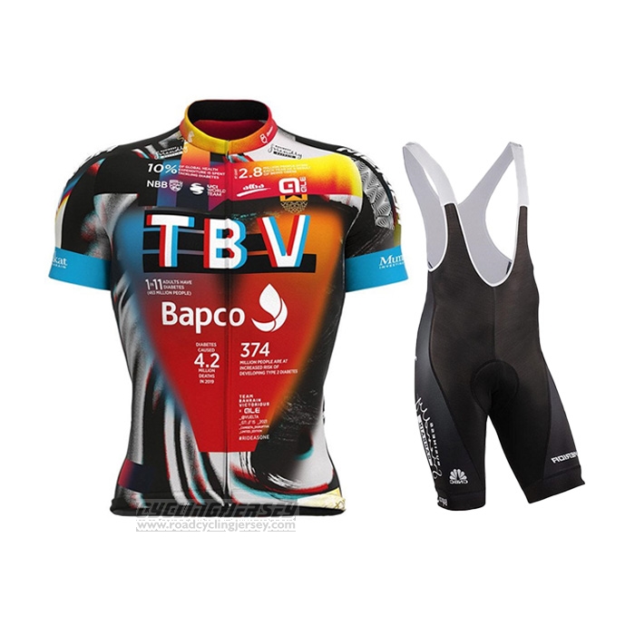 2021 Cycling Jersey Bahrain Victorious Black Orange Short Sleeve and Bib Short